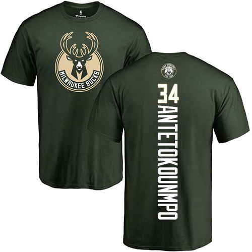 NBA Nike Milwaukee Bucks #34 Giannis Antetokounmpo Green Backer T-Shirt