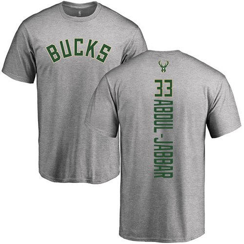 NBA Nike Milwaukee Bucks #33 Kareem Abdul-Jabbar Ash Backer T-Shirt