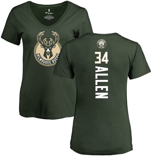 NBA Women's Nike Milwaukee Bucks #34 Ray Allen Green Backer T-Shirt