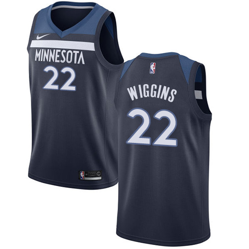 Men's Nike Minnesota Timberwolves #22 Andrew Wiggins Swingman Navy Blue Road NBA Jersey - Icon Edition