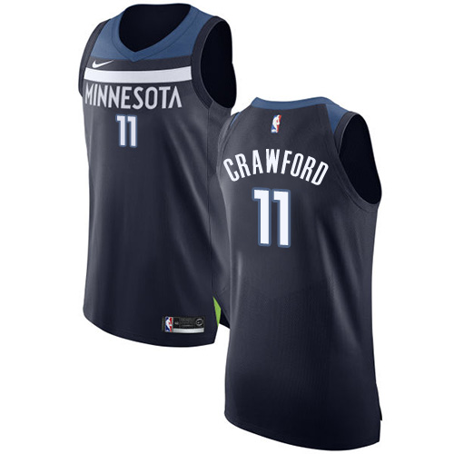 Men's Nike Minnesota Timberwolves #11 Jamal Crawford Authentic Navy Blue Road NBA Jersey - Icon Edition