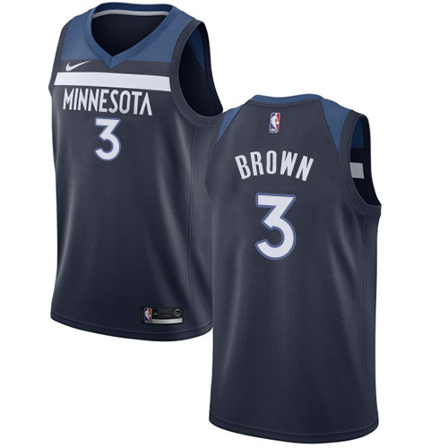 Men's Nike Minnesota Timberwolves #3 Anthony Brown Swingman Navy Blue Road NBA Jersey - Icon Edition