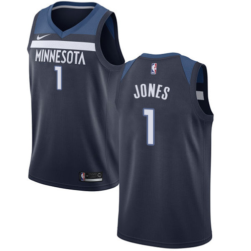 Men's Nike Minnesota Timberwolves #1 Tyus Jones Swingman Navy Blue Road NBA Jersey - Icon Edition