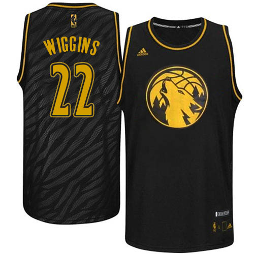 Men's Adidas Minnesota Timberwolves #22 Andrew Wiggins Swingman Black Precious Metals Fashion NBA Jersey