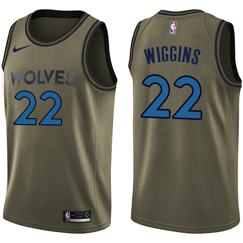 Men's Nike Minnesota Timberwolves #22 Andrew Wiggins Swingman Green Salute to Service NBA Jersey