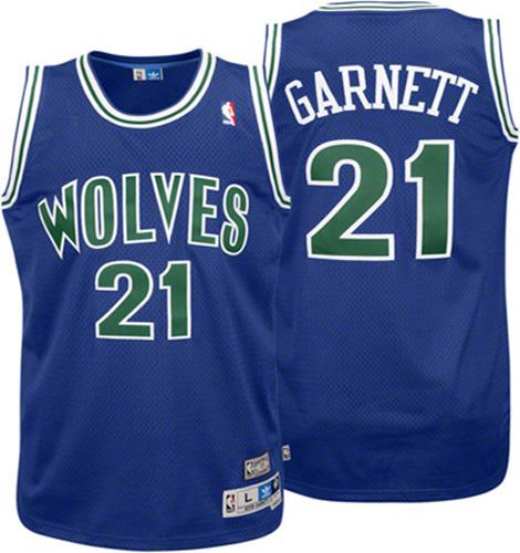 Men's Adidas Minnesota Timberwolves #21 Kevin Garnett Authentic Blue Throwback NBA Jersey