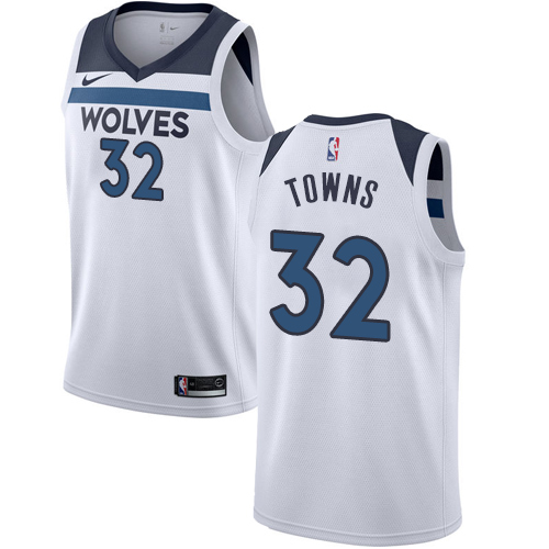 Men's Nike Minnesota Timberwolves #32 Karl-Anthony Towns Swingman White NBA Jersey - Association Edition