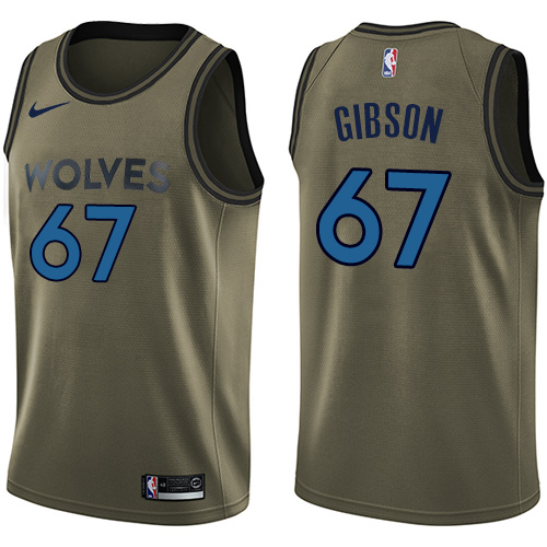 Youth Nike Minnesota Timberwolves #67 Taj Gibson Swingman Green Salute to Service NBA Jersey