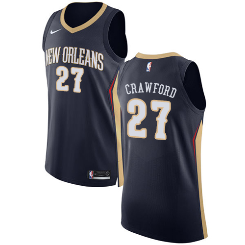 Men's Nike New Orleans Pelicans #27 Jordan Crawford Authentic Navy Blue Road NBA Jersey - Icon Edition