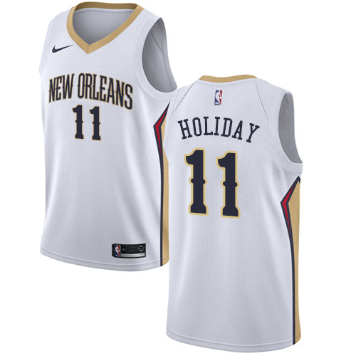 Men's Nike New Orleans Pelicans #11 Jrue Holiday Authentic White Home NBA Jersey - Association Edition