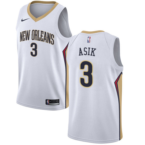 Men's Nike New Orleans Pelicans #3 Omer Asik Swingman White Home NBA Jersey - Association Edition