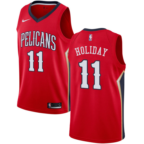 Men's Nike New Orleans Pelicans #11 Jrue Holiday Swingman Red Alternate NBA Jersey Statement Edition