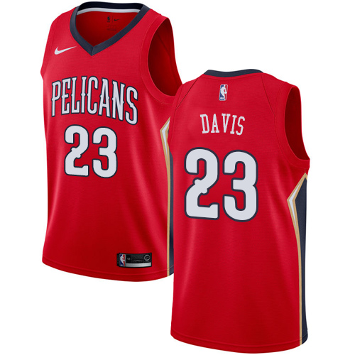 Men's Nike New Orleans Pelicans #23 Anthony Davis Swingman Red Alternate NBA Jersey Statement Edition