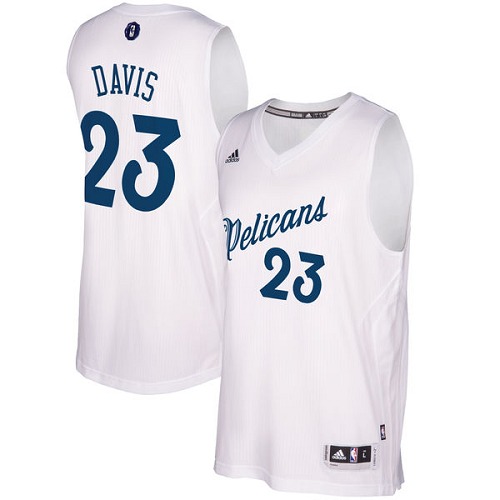 Men's Adidas New Orleans Pelicans #23 Anthony Davis Authentic White 2016-2017 Christmas Day NBA Jersey