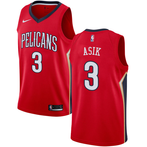 Men's Nike New Orleans Pelicans #3 Omer Asik Authentic Red Alternate NBA Jersey Statement Edition