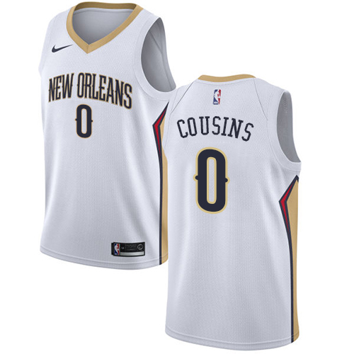 Men's Nike New Orleans Pelicans #0 DeMarcus Cousins Authentic White Home NBA Jersey - Association Edition
