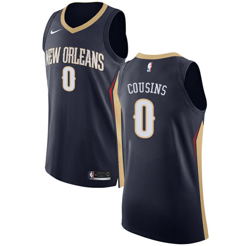 Men's Nike New Orleans Pelicans #0 DeMarcus Cousins Authentic Navy Blue Road NBA Jersey - Icon Edition