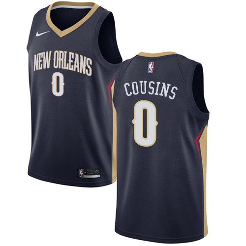 Men's Nike New Orleans Pelicans #0 DeMarcus Cousins Swingman Navy Blue Road NBA Jersey - Icon Edition