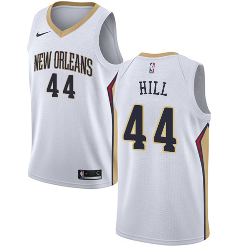Men's Nike New Orleans Pelicans #44 Solomon Hill Authentic White Home NBA Jersey - Association Edition