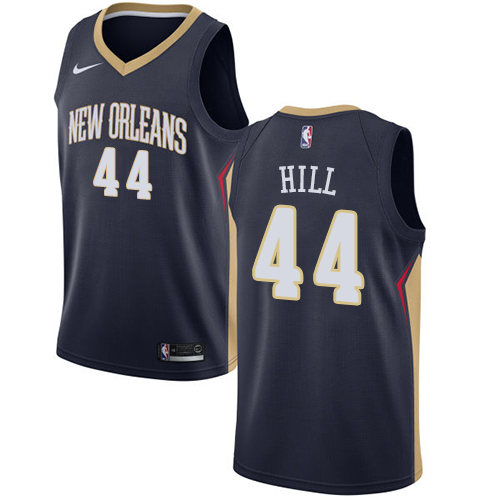 Men's Nike New Orleans Pelicans #44 Solomon Hill Swingman Navy Blue Road NBA Jersey - Icon Edition