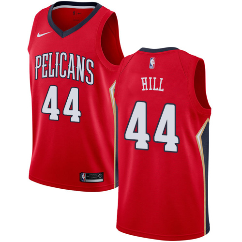 Men's Nike New Orleans Pelicans #44 Solomon Hill Authentic Red Alternate NBA Jersey Statement Edition