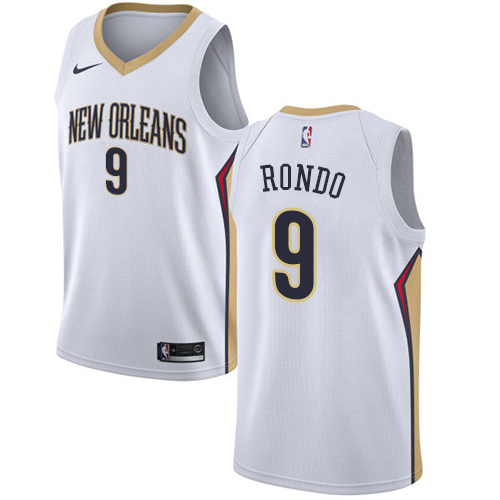 Youth Nike New Orleans Pelicans #9 Rajon Rondo Authentic White Home NBA Jersey - Association Edition