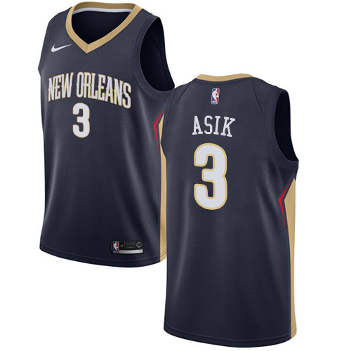 Youth Nike New Orleans Pelicans #3 Omer Asik Swingman Navy Blue Road NBA Jersey - Icon Edition