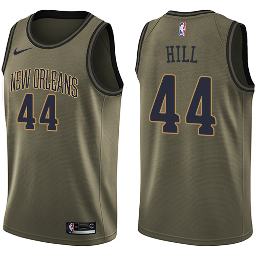 Men's Nike New Orleans Pelicans #44 Solomon Hill Swingman Green Salute to Service NBA Jersey