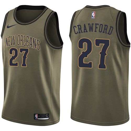 Men's Nike New Orleans Pelicans #27 Jordan Crawford Swingman Green Salute to Service NBA Jersey