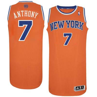 Men's Adidas New York Knicks #7 Carmelo Anthony Authentic Orange Alternate NBA Jersey