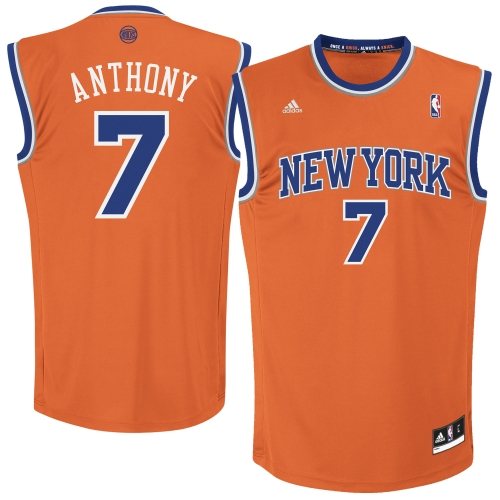 Men's Adidas New York Knicks #7 Carmelo Anthony Swingman Orange Alternate NBA Jersey