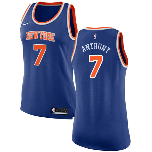 Women's Nike New York Knicks #7 Carmelo Anthony Swingman Royal Blue NBA Jersey - Icon Edition