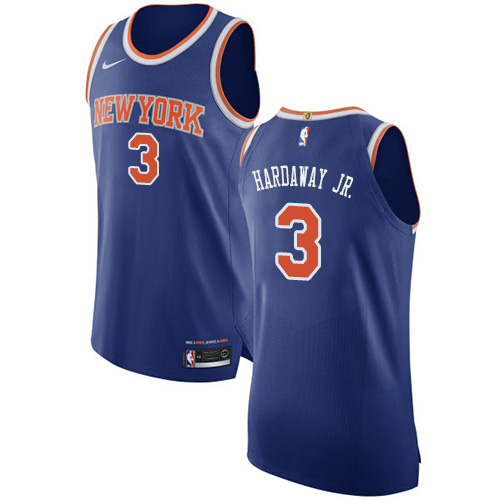 Men's Nike New York Knicks #3 Tim Hardaway Jr. Authentic Royal Blue NBA Jersey - Icon Edition