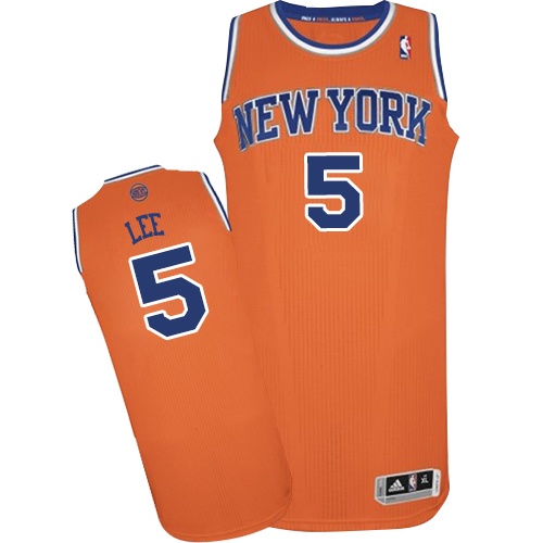 Men's Adidas New York Knicks #5 Courtney Lee Authentic Orange Alternate NBA Jersey