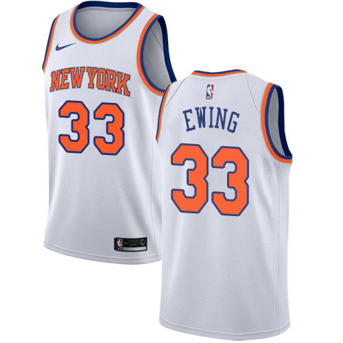 Men's Nike New York Knicks #33 Patrick Ewing Authentic White NBA Jersey - Association Edition