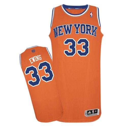 Men's Adidas New York Knicks #33 Patrick Ewing Authentic Orange Alternate NBA Jersey