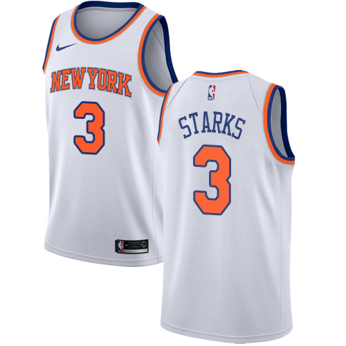 Men's Nike New York Knicks #3 John Starks Authentic White NBA Jersey - Association Edition