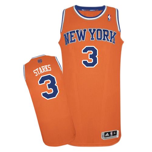 Men's Adidas New York Knicks #3 John Starks Authentic Orange Alternate NBA Jersey