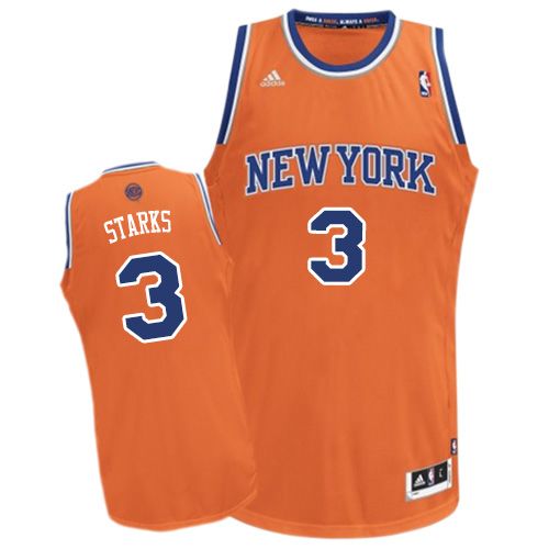 Men's Adidas New York Knicks #3 John Starks Swingman Orange Alternate NBA Jersey