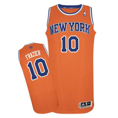 Men's Adidas New York Knicks #10 Walt Frazier Authentic Orange Alternate NBA Jersey