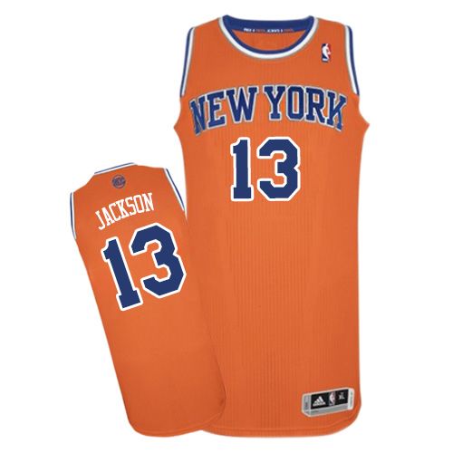 Men's Adidas New York Knicks #13 Mark Jackson Authentic Orange Alternate NBA Jersey