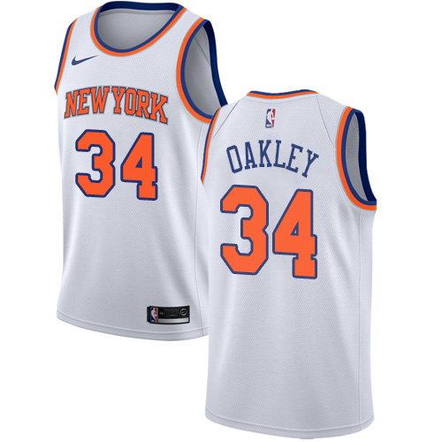 Men's Nike New York Knicks #34 Charles Oakley Authentic White NBA Jersey - Association Edition