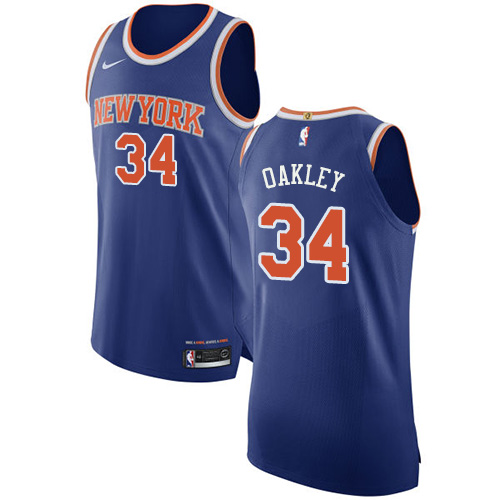Men's Nike New York Knicks #34 Charles Oakley Authentic Royal Blue NBA Jersey - Icon Edition