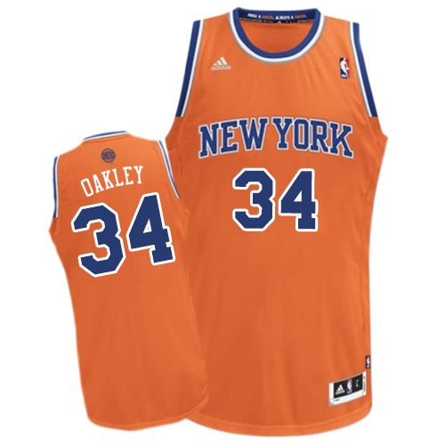 Men's Adidas New York Knicks #34 Charles Oakley Swingman Orange Alternate NBA Jersey