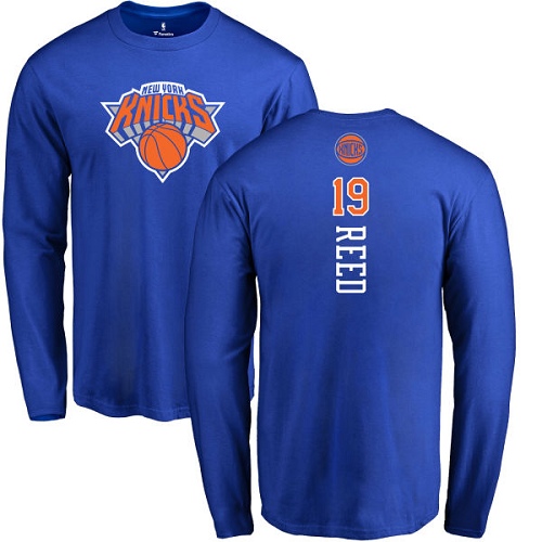 NBA Nike New York Knicks #19 Willis Reed Royal Blue Backer Long Sleeve T-Shirt