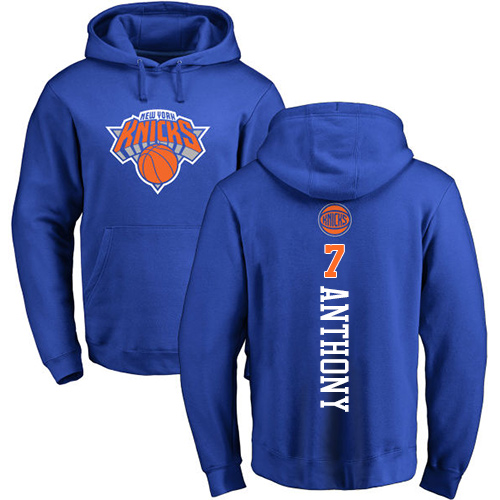 NBA Nike New York Knicks #7 Carmelo Anthony Royal Blue Backer Pullover Hoodie