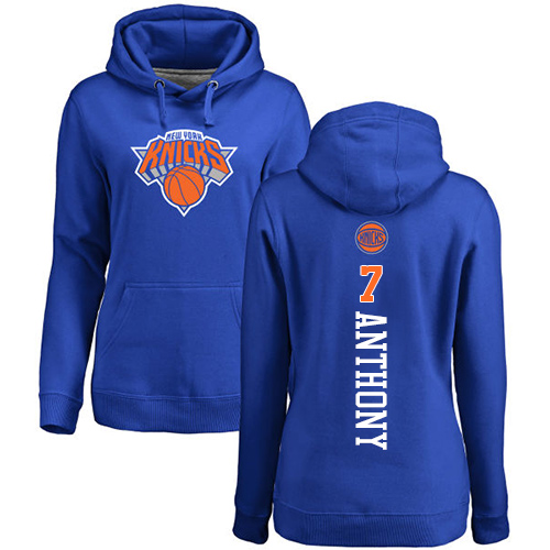 NBA Women's Nike New York Knicks #7 Carmelo Anthony Royal Blue Backer Pullover Hoodie