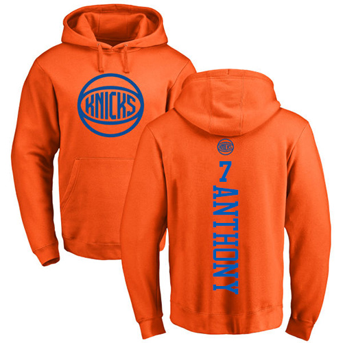 NBA Nike New York Knicks #7 Carmelo Anthony Orange One Color Backer Pullover Hoodie