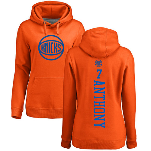NBA Women's Nike New York Knicks #7 Carmelo Anthony Orange One Color Backer Pullover Hoodie