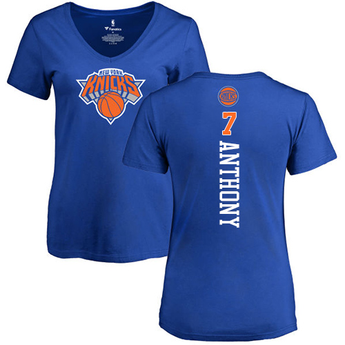 NBA Women's Nike New York Knicks #7 Carmelo Anthony Royal Blue Backer T-Shirt